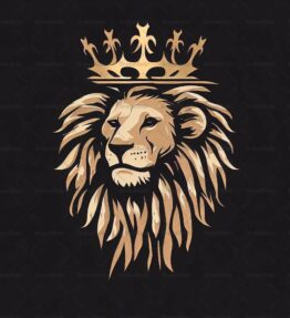 Majestätischer Löwe und Krone